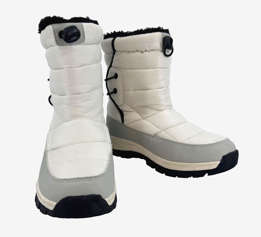 Womens Size 5 Winter Snow Boots White 3M Thinsulate Fur Lined Waterproof